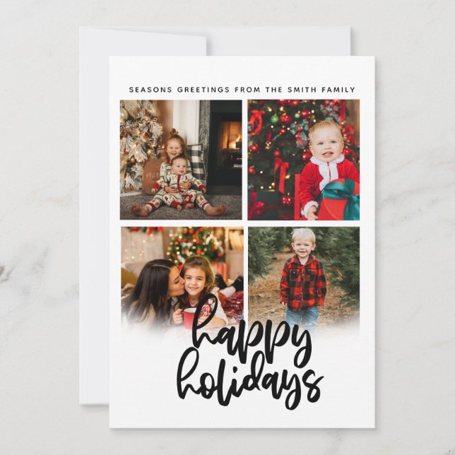 4 photo collage christmas holiday Flat Card (Front)