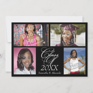 4-Photo Collage Custom Graduation Announcement