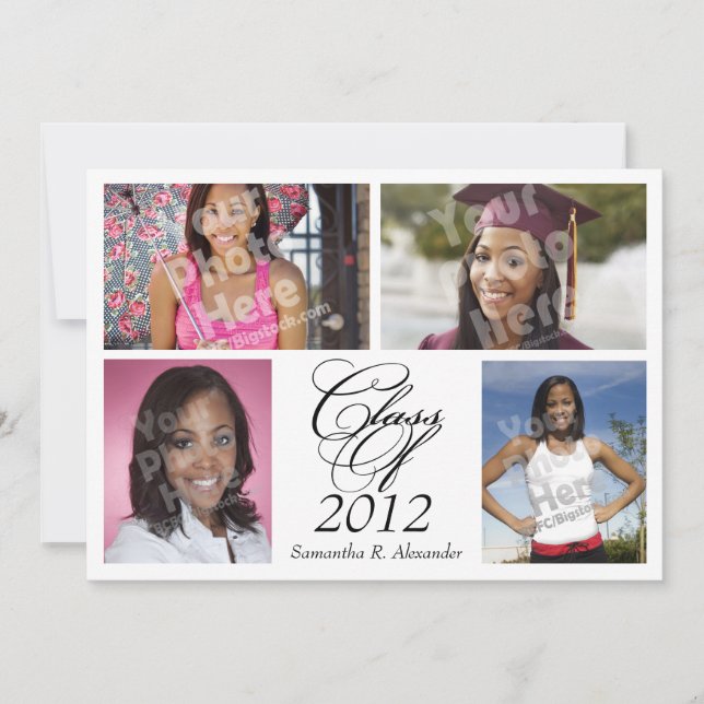 4-Photo Collage Custom Graduation Announcement (Front)