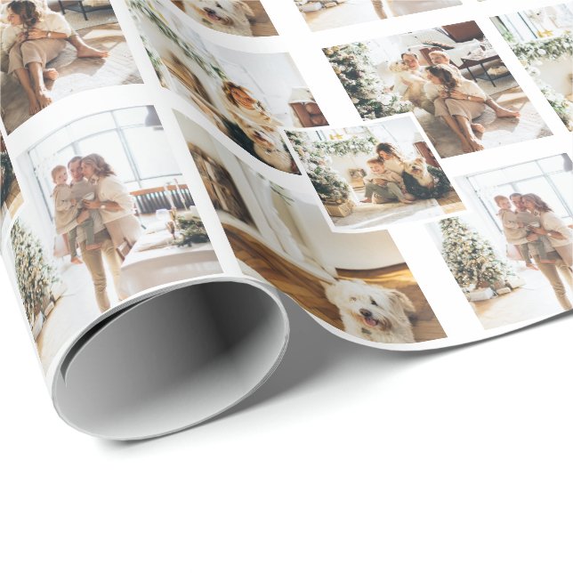 4 Photo Collage Custom Personalized Wrapping Paper (Roll Corner)