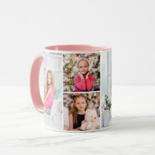 4 Photo Collage Custom Text Mother's Day Abstract Mug