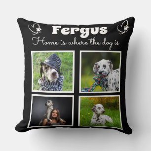  4 photo collage - customized pet family memory  throw pillow