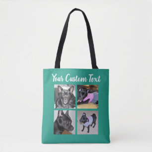 4 Photo Collage   Dog Green Tote Bag