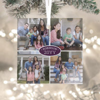 4 Photo Collage Family Name & Year Purple & White
