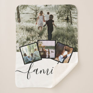 4 Photo Collage Family Personalized Custom Sherpa Blanket