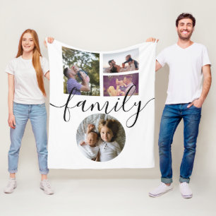 4 Photo Collage Family Personalized Fleece Blanket