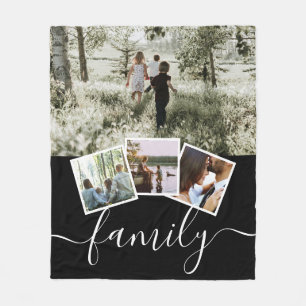4 Photo Collage Family Personalized Fleece Blanket