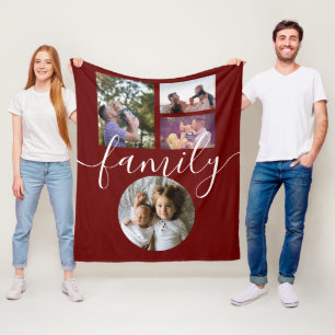 4 Photo Collage Family Personalized Fleece Blanket