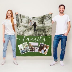 4 Photo Collage Family Personalized Fleece Blanket