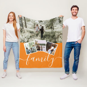 4 Photo Collage Family Personalized Fleece Blanket