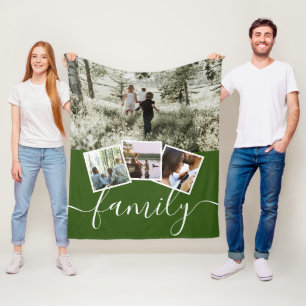 4 Photo Collage Family Personalized Fleece Blanket