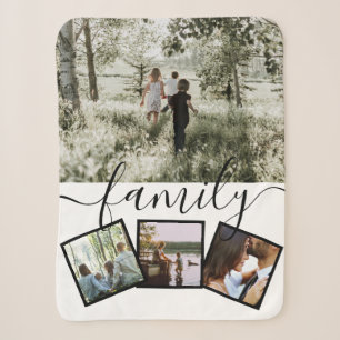 4 Photo Collage Family Personalized Sherpa Blanket