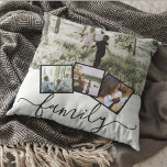 4 Photo Collage Family Personalized Throw Pillow<br><div class="desc">4 Photo Collage Family Personalized throw pillow from Ricaso - black and white with 4 photo templates</div>