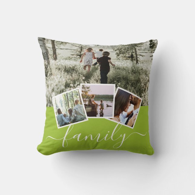 4 Photo Collage Family Personalized Throw Pillow (Front)