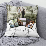 4 Photo Collage Family Typography Personalized Throw Pillow<br><div class="desc">4 Photo Collage Family love heart typography Personalized throw pillow from Ricaso - black and white with 4 photo templates</div>
