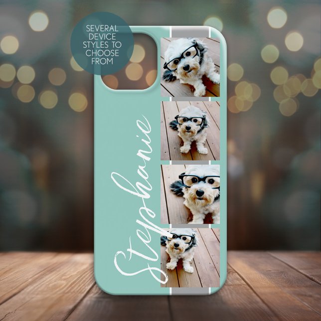4 Photo Collage Film Strip Name - CAN edit COLOR Case-Mate iPhone Case (Personalized Phone Case - Many Device Styles to Choose From)
