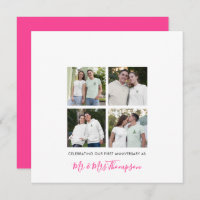 4 photo collage First Anniversary Custom Pink