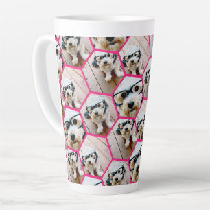 4 Photo Collage - funky hexagon pattern Latte Mug