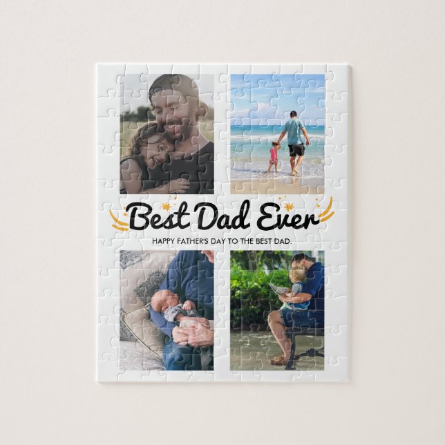 4 Photo Collage Gift for Dad Personalized Custom Jigsaw Puzzle (Vertical)