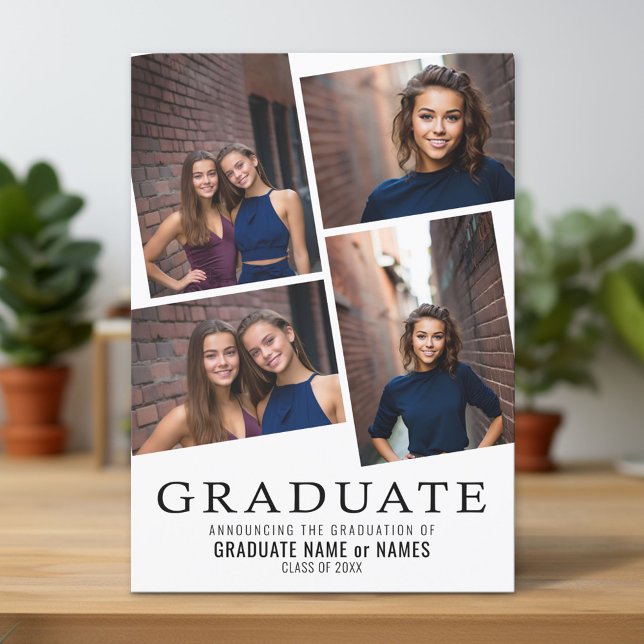 4 Photo Collage Graduate Announce - Graduation Invitation (Custom Graduation Announcement and Invitation)