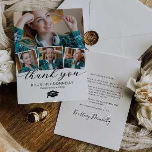 4 Photo Collage Graduation Thank You Card