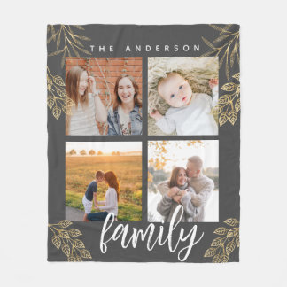 4 photo collage grid script Fleece Blanket