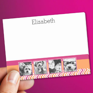 4 Photo Collage Hot Pink Orange Chevrons Post-it Notes