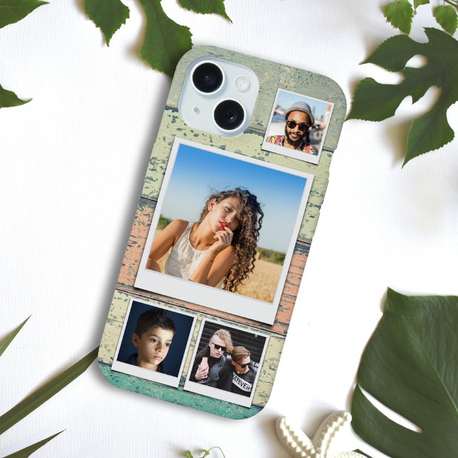 4 Photo Collage iPhone 15 Case (iPhone case with personalized phot template.)