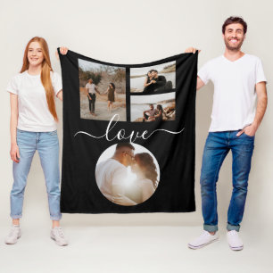 4 Photo Collage Love Personalized Fleece Blanket