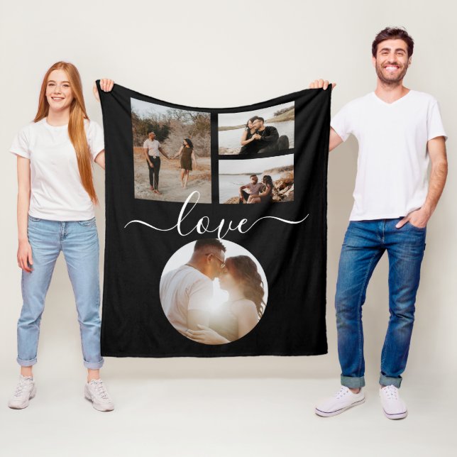 4 Photo Collage Love Personalized Fleece Blanket (In Situ)