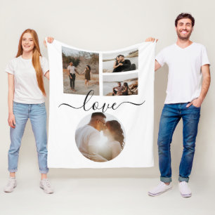 4 Photo Collage Love Personalized Fleece Blanket