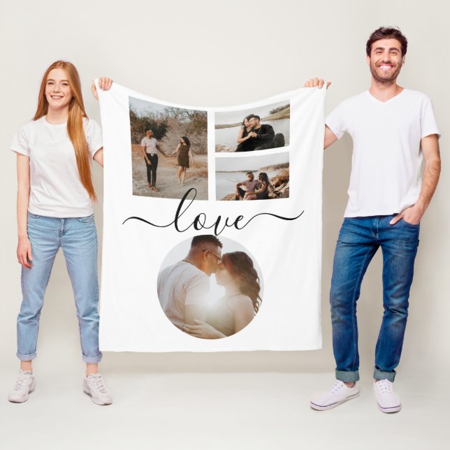 4 Photo Collage Love Personalized Fleece Blanket (In Situ)