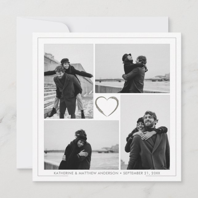 4 Photo Collage Mariage Anniversaire Carte de voeu (Devant)