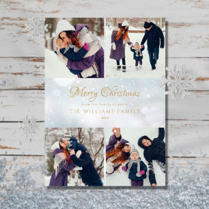 4 Photo Collage Merry Christmas Winter Frost Holiday Card