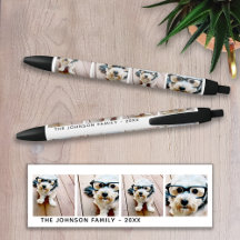 4 Photo Collage Minimalist - Add Your Name Black Ink Pen