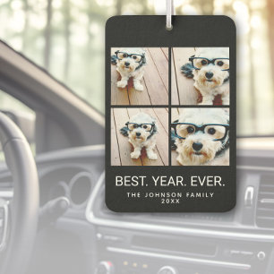 4 Photo Collage Minimalist - Best Year Ever black Air Freshener