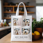 4 Photo Collage Minimalist - Best Year Ever Reusable Grocery Bag<br><div class="desc">You can use Instagram photos for this design. Use 8 square photos to create a unique and personal gift. Or you can keep the hipster puppy and make a trendy keepsake. If you need to adjust the pictures,  click on the customize tool to make changes.</div>