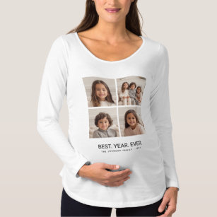 4 Photo Collage Minimalist - Best Year Ever Maternity T-Shirt