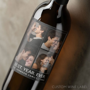 4 Photo Collage Minimalist - Best Year Ever Wine Label