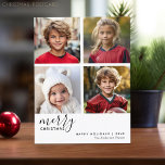 4 Photo Collage - Modern Merry Christmas black Holiday Postcard<br><div class="desc">Use four pictures and make a unique and trendy Merry Christmas greeting with a black and white theme. If you need to move anything around,  click on the customize button to make changes.</div>