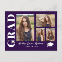 4 Photo Collage Modern Script Purple Grad