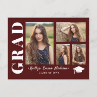 4 Photo Collage Modern Script Red Grad