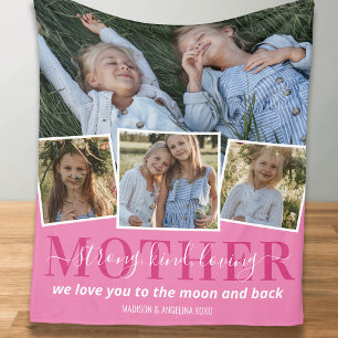 4 Photo Collage Mom Mother Fleece Blanket