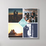 4 Photo Collage Monogrammed Canvas Print<br><div class="desc">4 Photo Collage Monogrammed created by you personalized wall art -  Canvas Print from Ricaso - add your own photographs and text to this great  canvas</div>