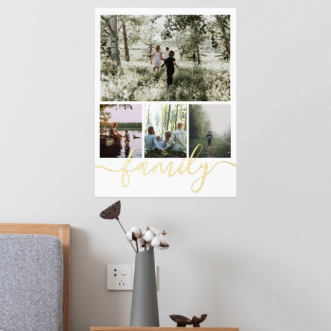 4 Photo Collage Personalized Family Typography Foil Prints (In Situ (Bedroom 2))