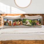 4 Photo Collage Personalized Neutral Mushroom Body Pillow<br><div class="desc">This chic and neutral body pillow offers plenty of space to show off your favourite family photos. The template is set up ready for you to add 4 photos, your family name and the year (and/or your custom text). Your photos will be laid out in a zigzag photo strip along...</div>