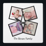 4 Photo Collage Personalized Square Wall Clock<br><div class="desc">4 Photo Collage Personalized Template wall clock .. simply add your own photographs and text to this great wall clock .. easy to personalize .. customizable photo template clock from Ricaso - perfect gift-ideas</div>