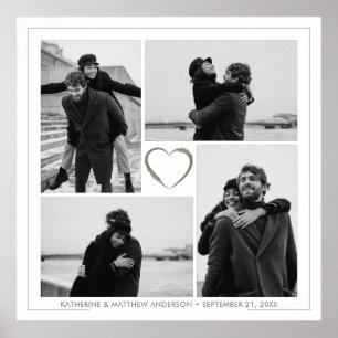 4 Photo Collage Personalized Wedding Anniversary Poster