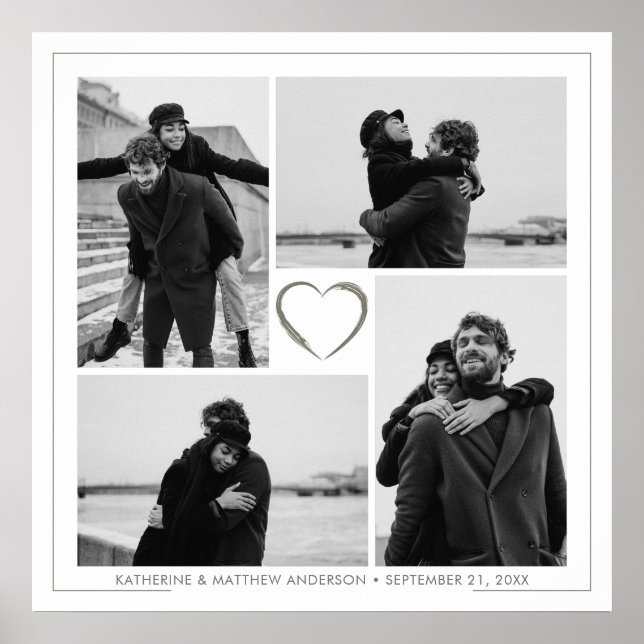4 Photo Collage Personalized Wedding Anniversary Poster (Front)