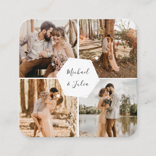 4 Photo Collage Photography Wedding RSVP QR Code   Enclosure Card (Front)